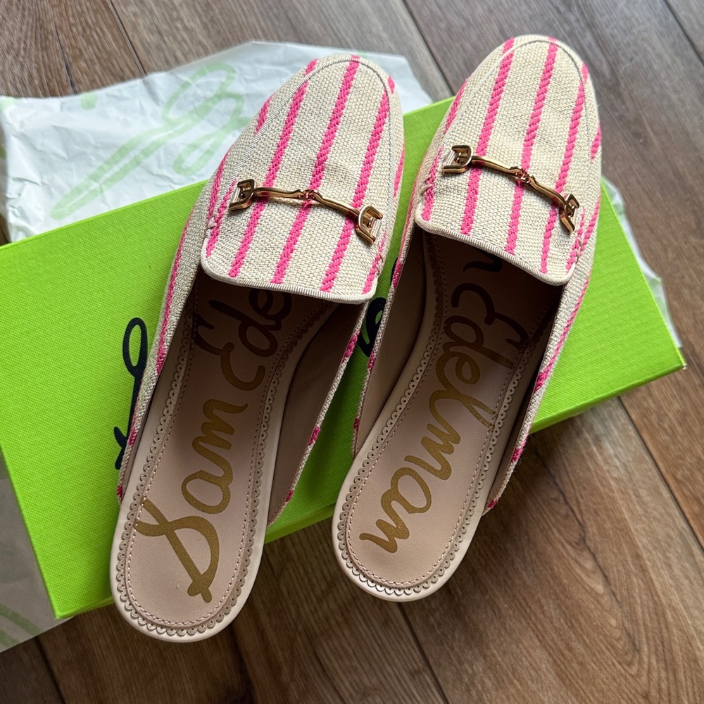 Sam Edelman Striped Taffy Pink Stripe and Cream Loafers